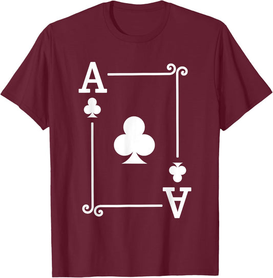 Playing Card Costume - Ace Clubs Card - Ace Card T-Shirt - T-Shirt | Maroon