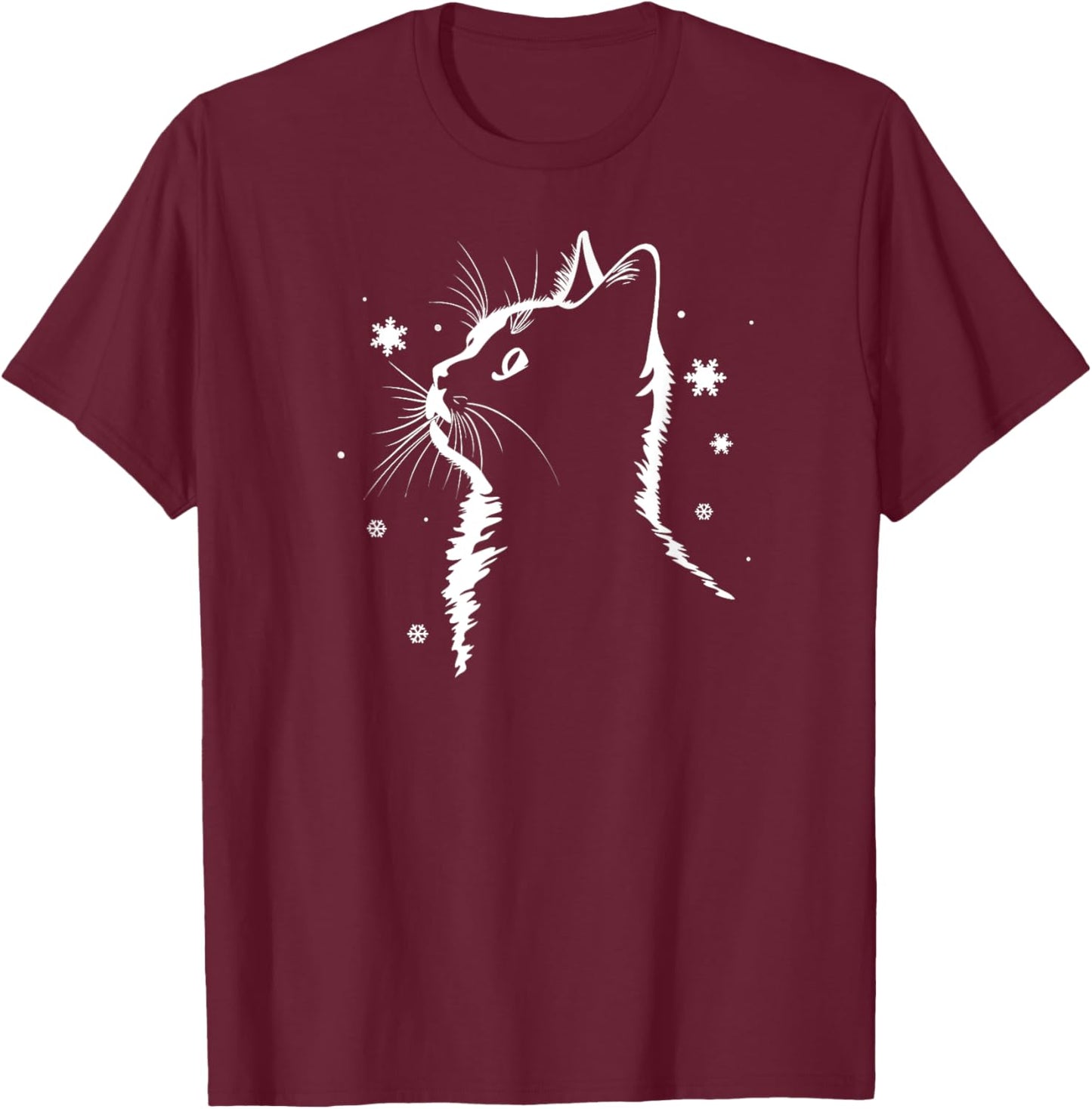 Cute Cat Snow Snowflakes Kitty Cat Women T-Shirt - T-Shirt | Maroon
