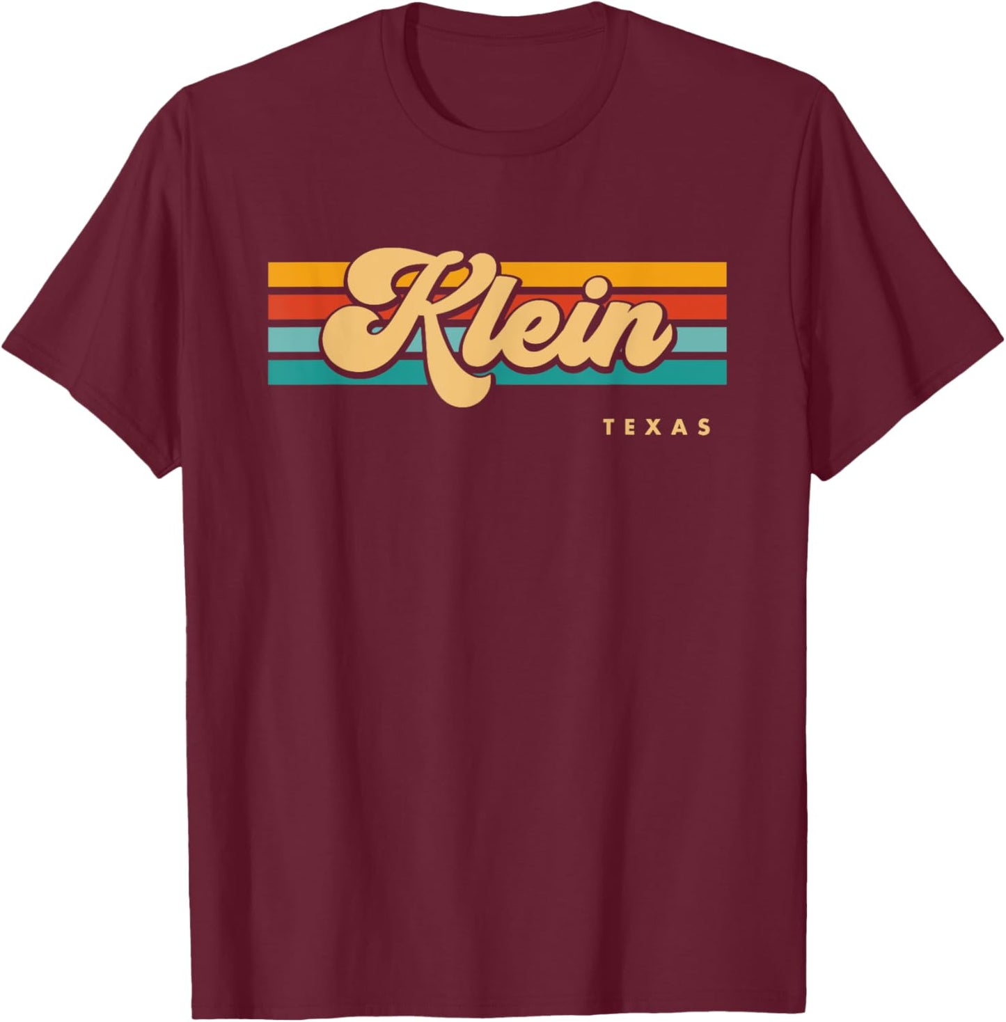 Vintage Sunset Stripes Klein, Texas T-Shirt - T-Shirt | Maroon