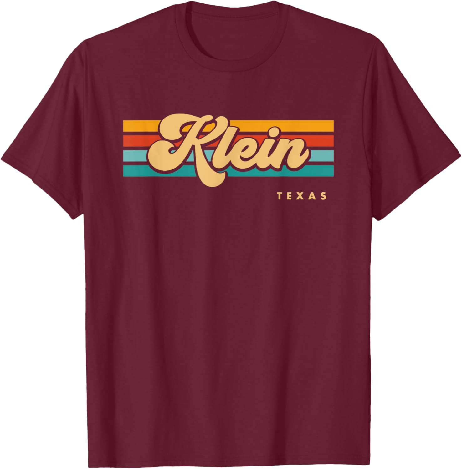 Vintage Sunset Stripes Klein, Texas T-Shirt - T-Shirt | Maroon