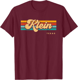 Vintage Sunset Stripes Klein, Texas T-Shirt - T-Shirt | Maroon