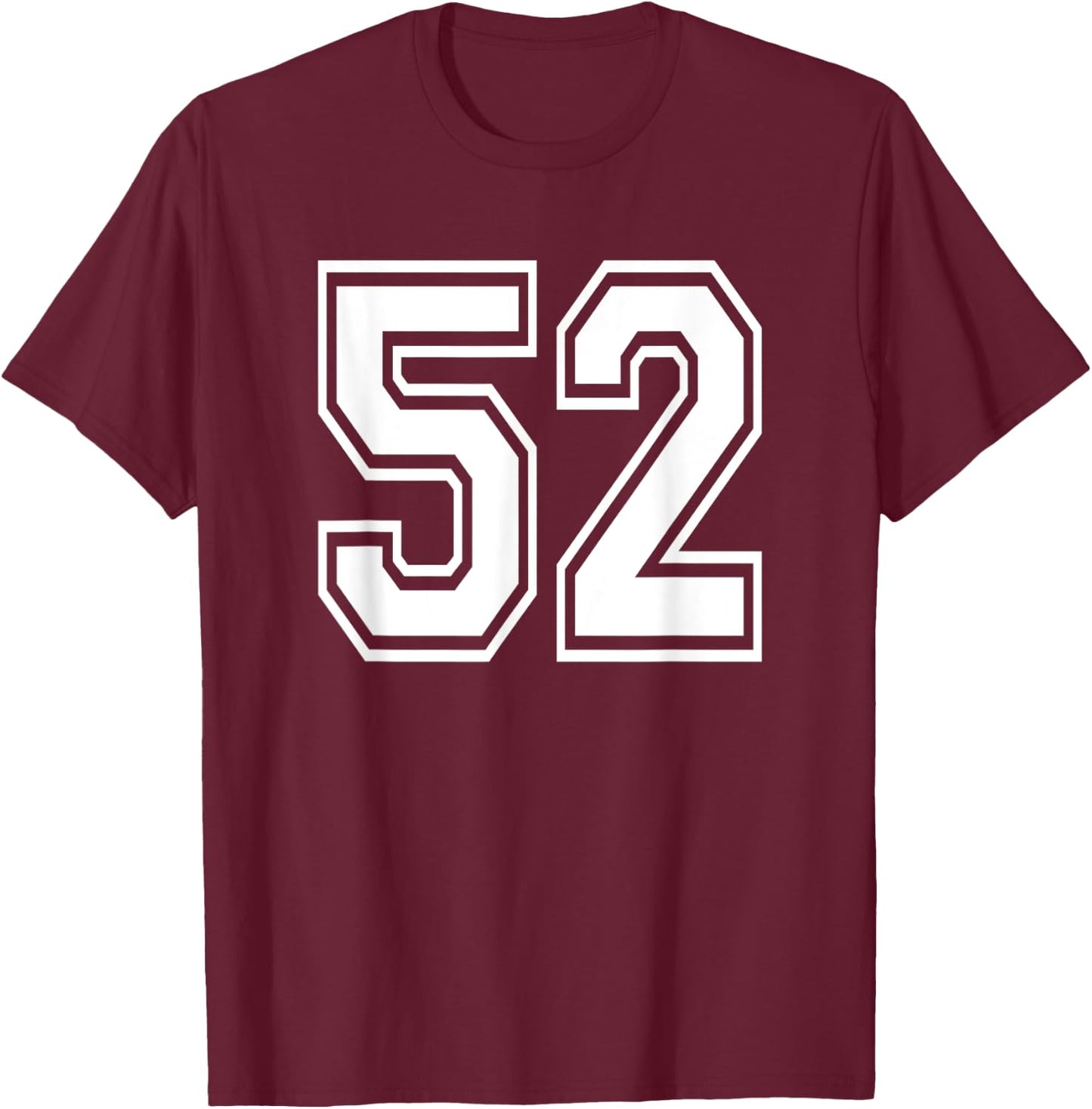 Number 52 Numbered Uniform Sports Jersey Team 52nd Birthday T-Shirt - T-Shirt | Maroon