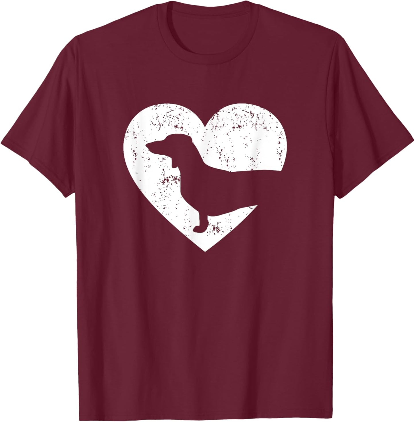 Cute Dachshund Heart Dachshund Dog Valentines Day Men Women T-Shirt - T-Shirt | Maroon