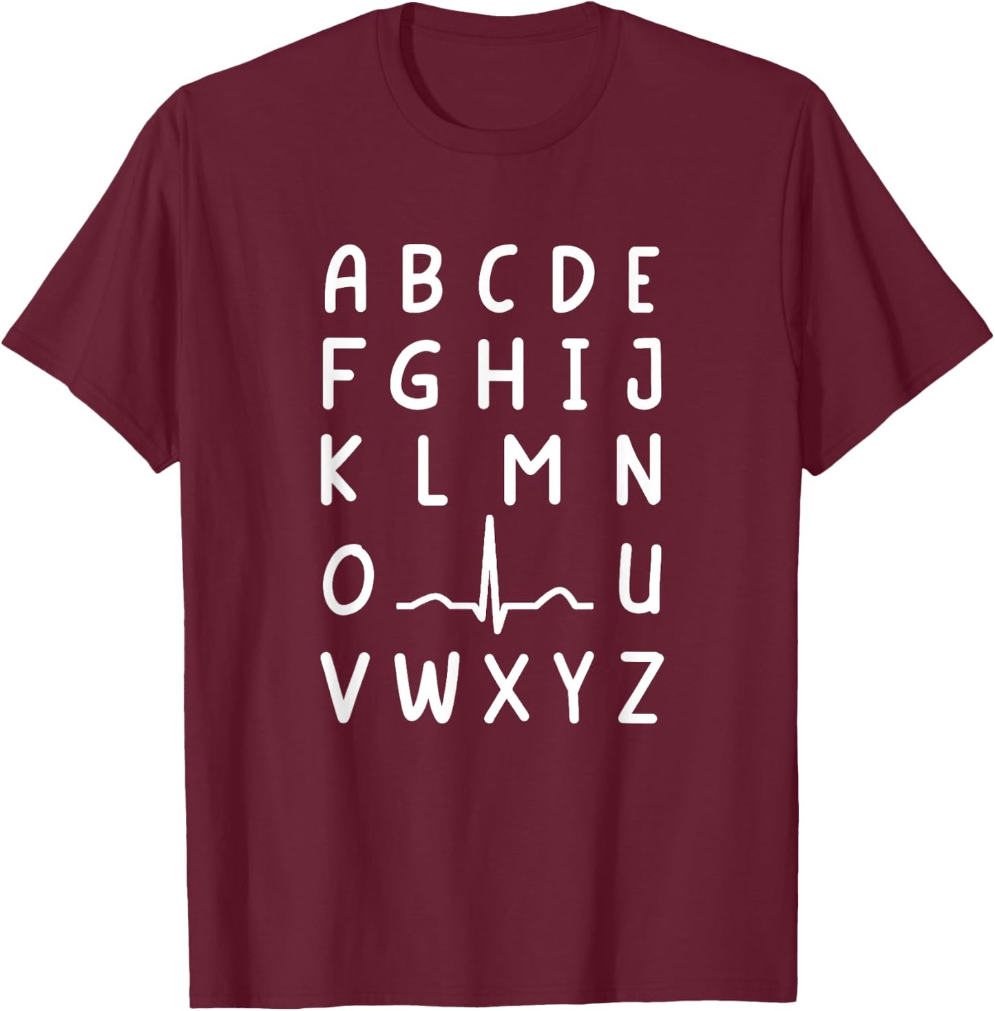 Nurse PQRST Nursing Student Ekg Alphabet Funny Nurse T-Shirt - T-Shirt | Maroon