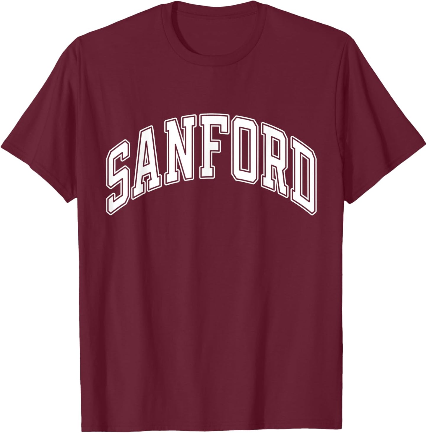 Sanford Florida FL Varsity Style White Text T-Shirt - T-Shirt | Maroon