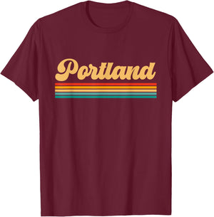 Retro Portland Oregon T-Shirt - T-Shirt | Maroon
