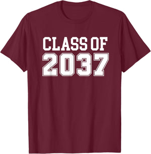 Grow with Me Class of 2037 Kindergarten to Graduation T-Shirt - T-Shirt | Maroon