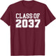 Grow with Me Class of 2037 Kindergarten to Graduation T-Shirt - T-Shirt | Maroon