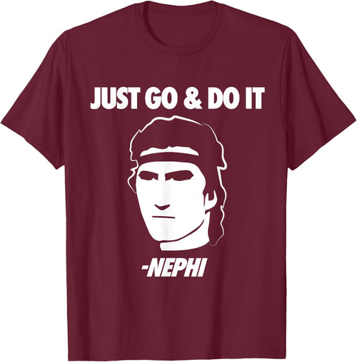 LDS Mormon Apostles General Conference Quotes 'Just Go And Do It' Nephi Funny Mormon LDS Missionary Gift - Black, -Adults, Small, Short Sleeve