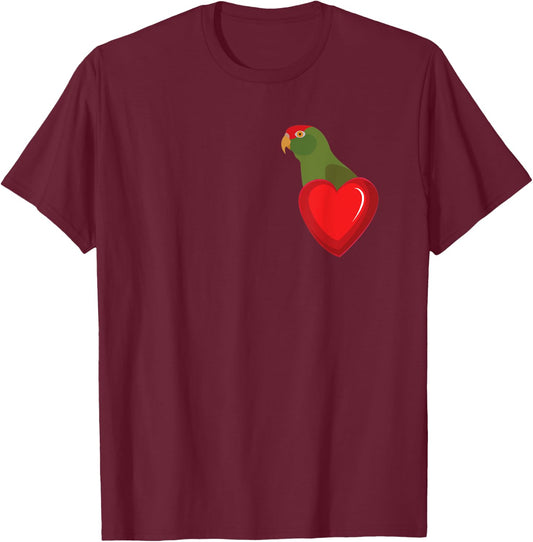 Cherry Headed Conure Parrot Heart Pocket T-Shirt - T-Shirt | Maroon