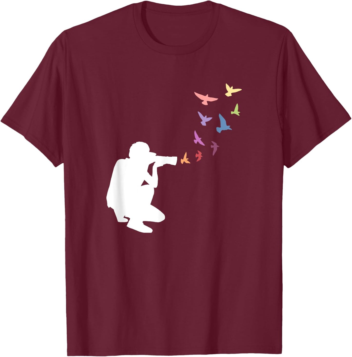 Photography nature birds on camera T-Shirt - T-Shirt | Maroon