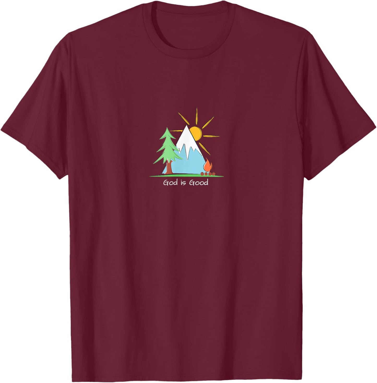 God is Good Christian Camping Wilderness Adventure Campfire T-Shirt - T-Shirt | Maroon