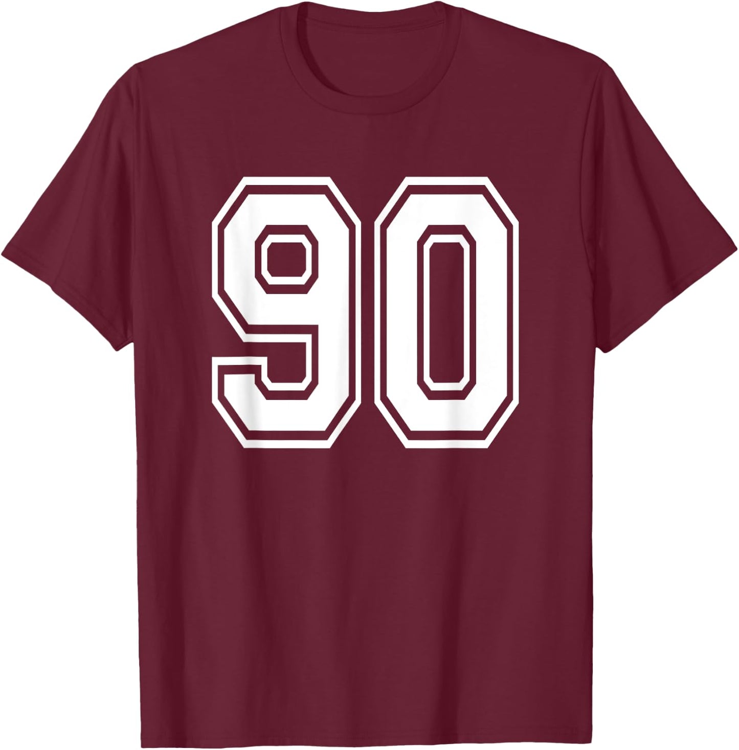 Number 90 Numbered Uniform Sports Jersey Team 90th Birthday T-Shirt - T-Shirt | Maroon