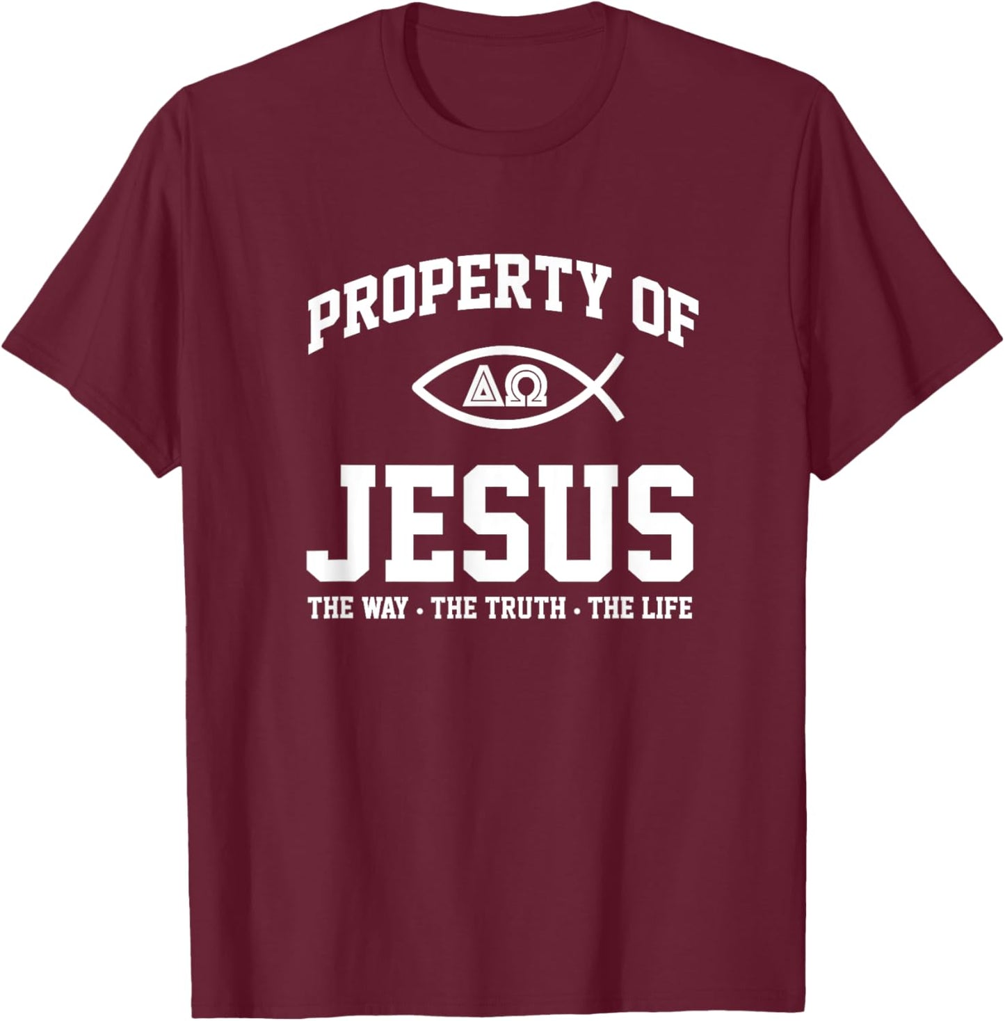 Christian Shirt - Property of Jesus Throwback Gym Workout T-Shirt - T-Shirt | Maroon