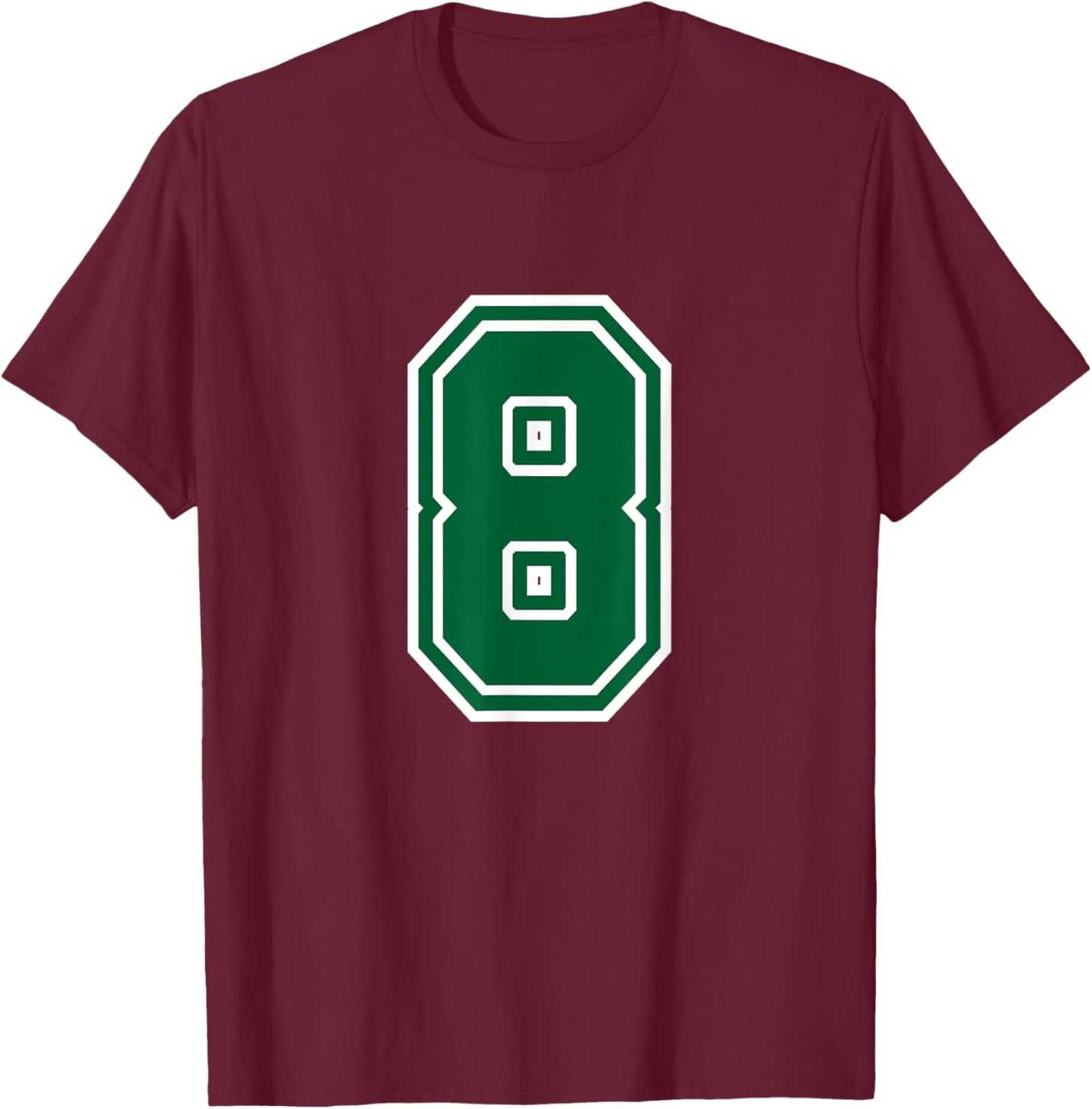 Number #8 Green Varsity Favorite Number T-Shirt - T-Shirt | Maroon