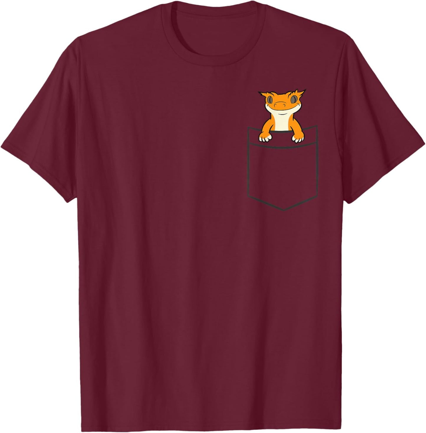 Crested Gecko In A Pocket Reptile In Pocket Crested Gecko T-Shirt - T-Shirt | Maroon