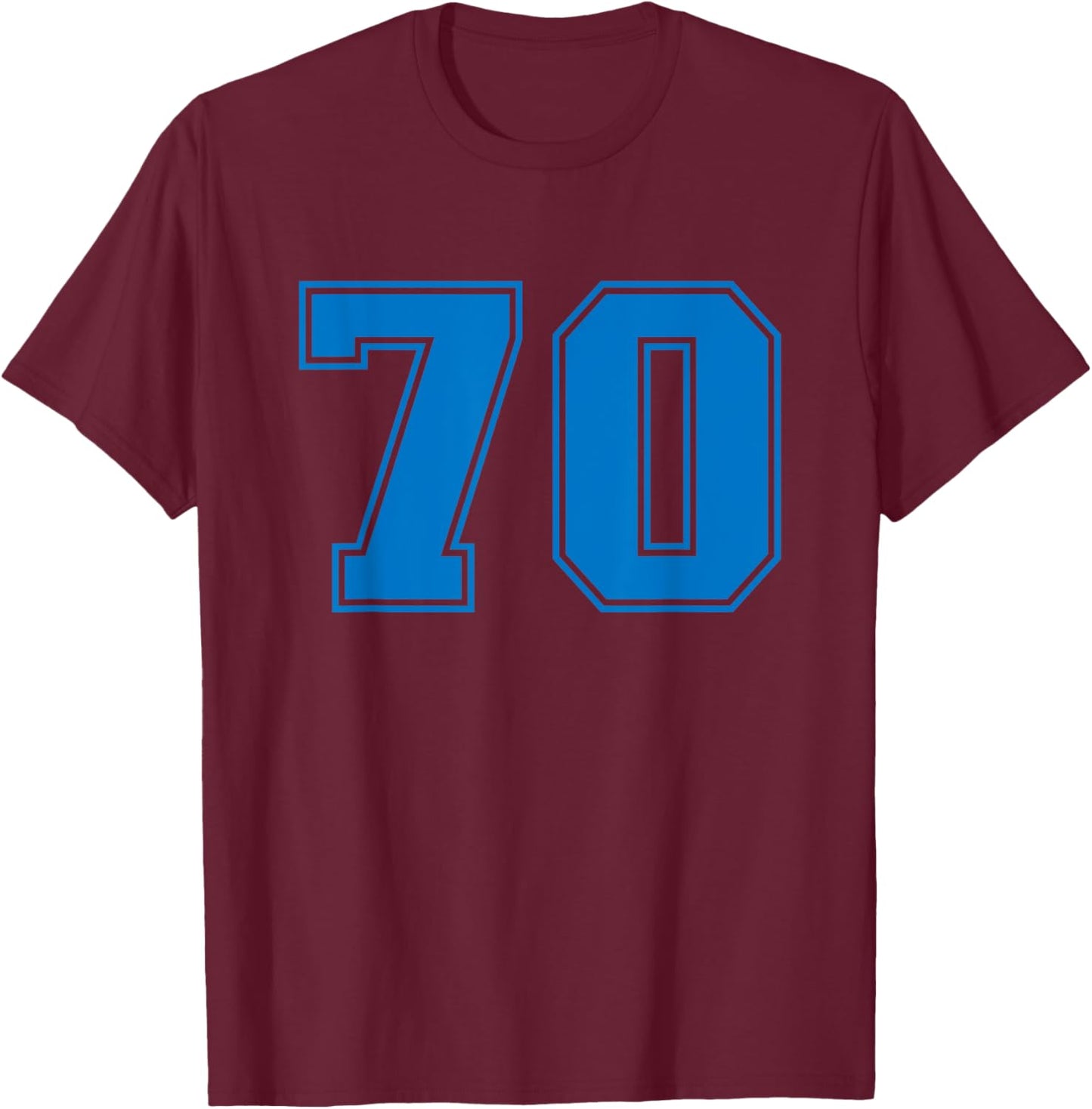 Number #70 Blue Sports Jersey Lucky Number T-Shirt - T-Shirt | Maroon