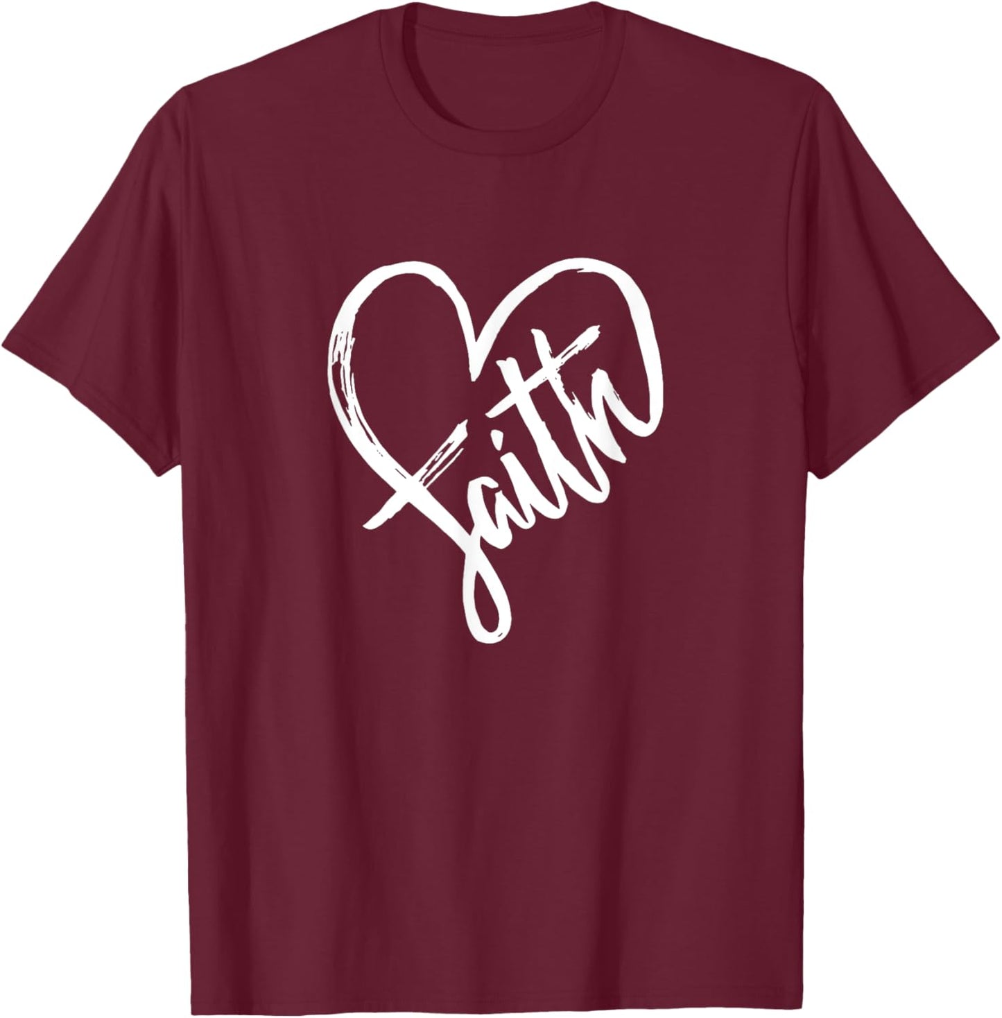 Faith Heart Love Religion - Jesus Believer Belief Crucifix T-Shirt - T-Shirt | Maroon
