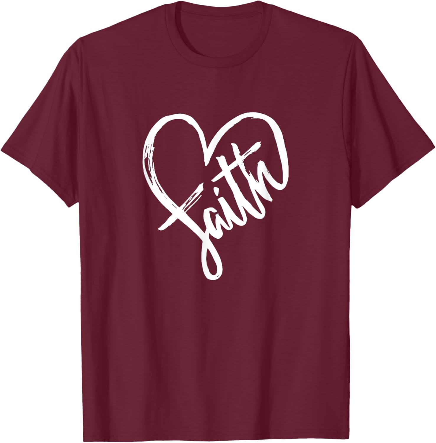 Faith Heart Love Religion - Jesus Believer Belief Crucifix T-Shirt - T-Shirt | Maroon