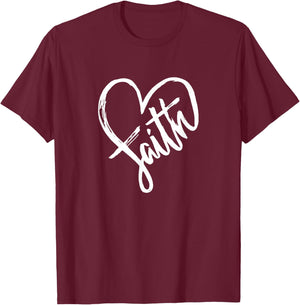 Faith Heart Love Religion - Jesus Believer Belief Crucifix T-Shirt - T-Shirt | Maroon