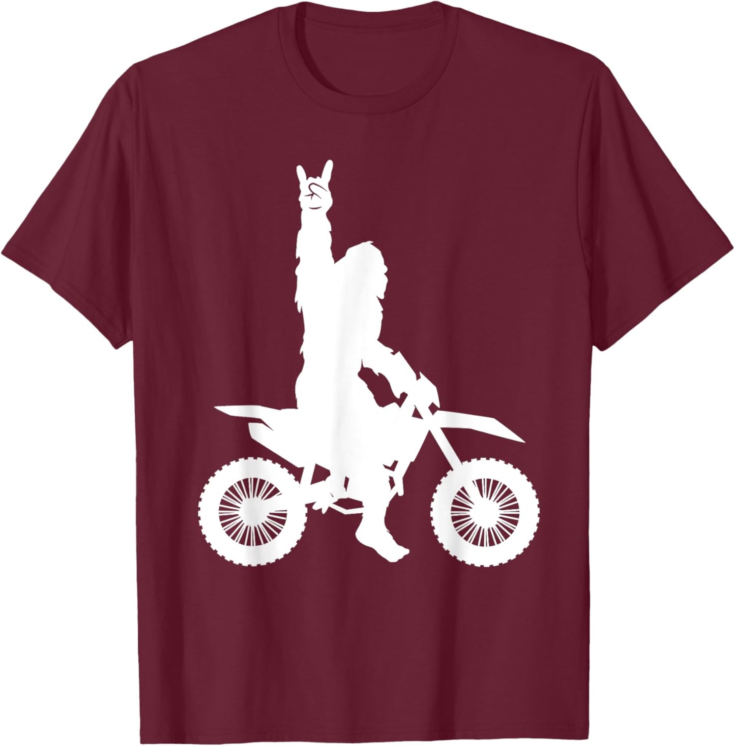 Bigfoot Dirt Bike Motocross Funny Sasquatch Enduro T-Shirt - T-Shirt | Maroon
