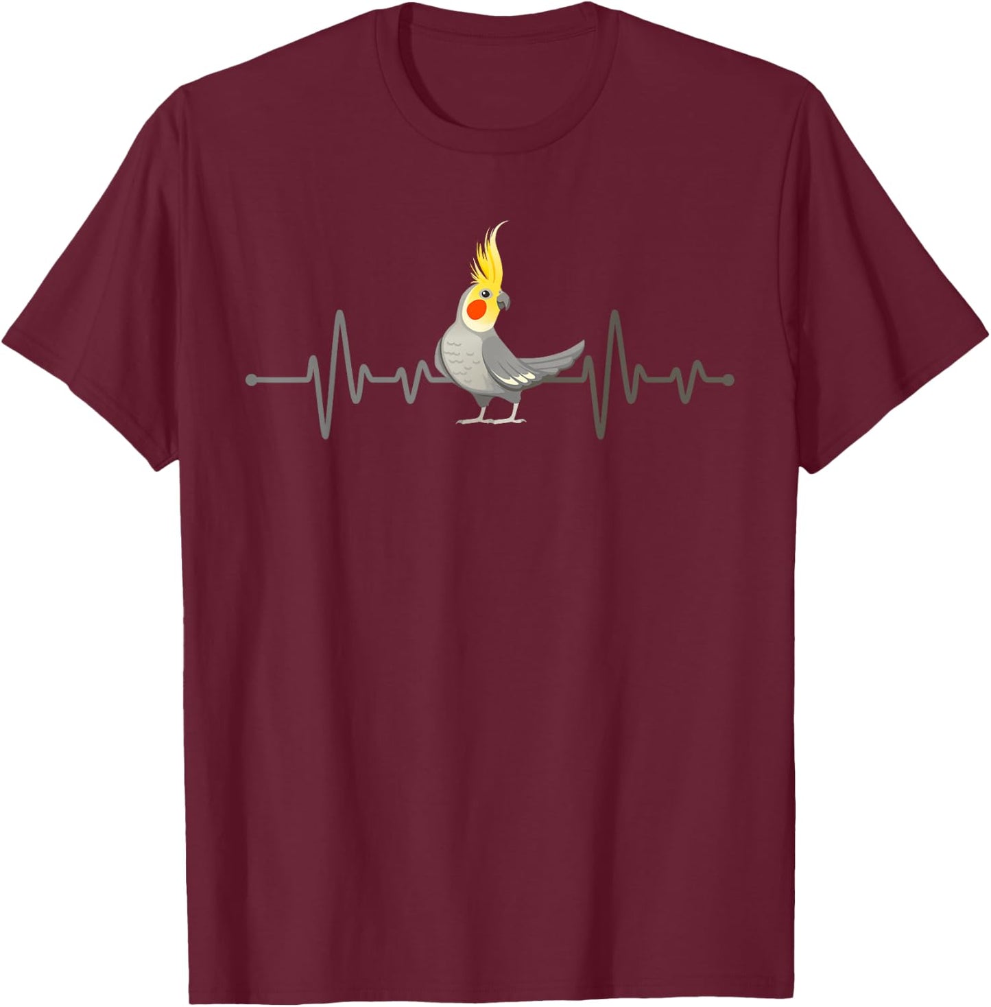 Cool Cockatiel Women Parrot Bird Lovers Heartbeat T-Shirt - T-Shirt | Maroon