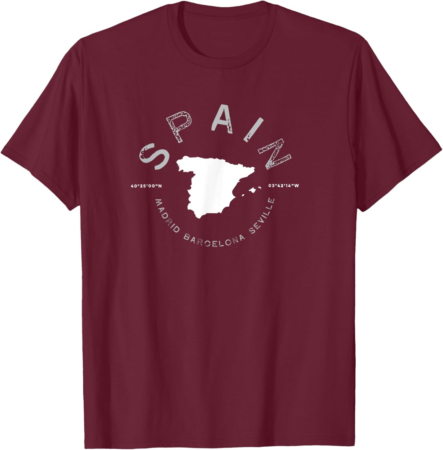 Spain Barcelona Madrid Seville Graphic Vintage Retro T-Shirt - T-Shirt | Maroon