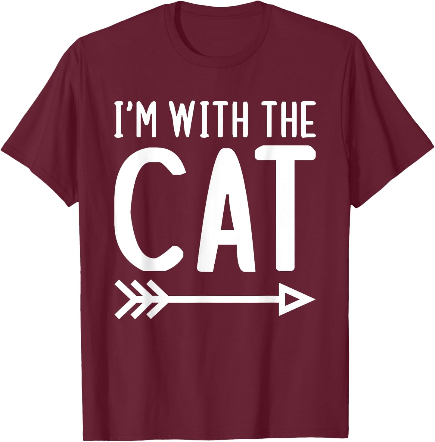 I'm With The Cat Funny Matching Halloween Couple Costume Women Kids T-Shirt - T-Shirt | Maroon