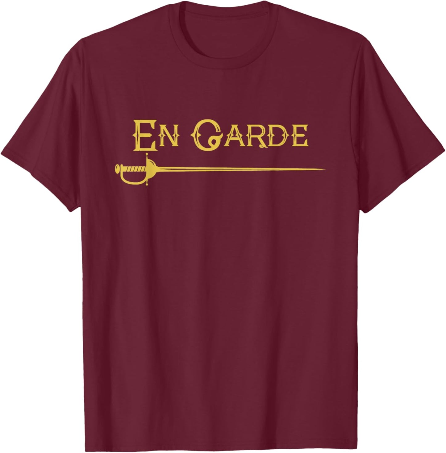 En Garde - Fencing Fencer Swordsman Rapier Sabre Mask Sword T-Shirt - T-Shirt | Maroon