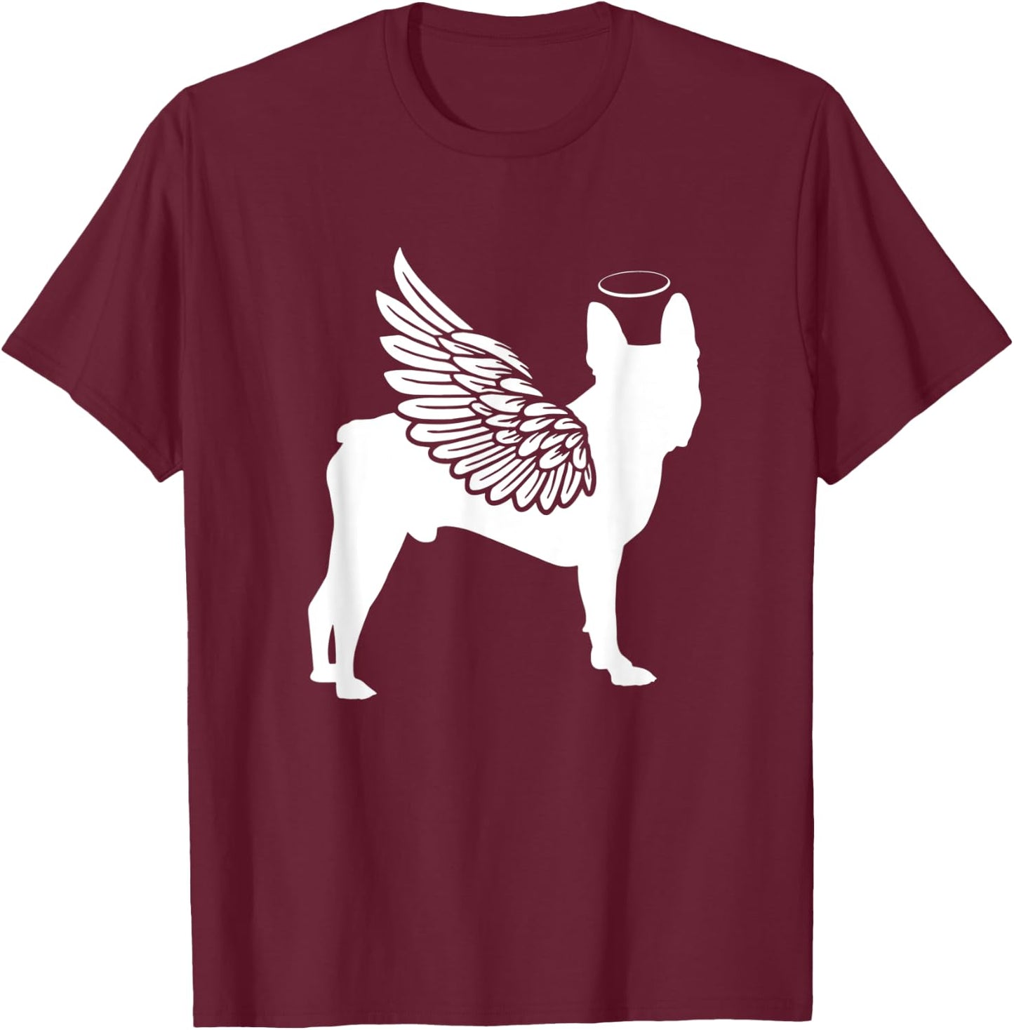 Boston Terrier With Angel Wings T-Shirt - T-Shirt | Maroon