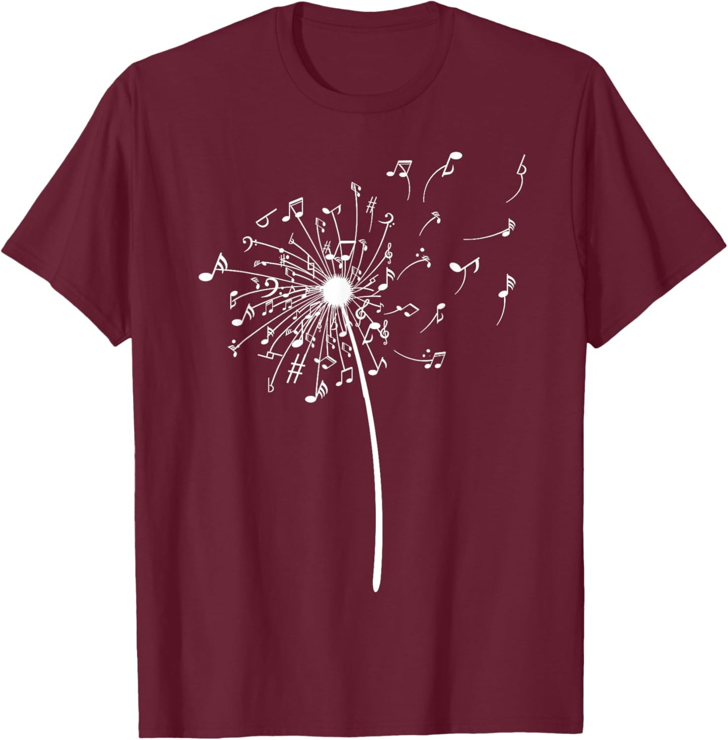 Funny Music Notes Gift Women Cool Dandelion Flower T-Shirt - T-Shirt | Maroon