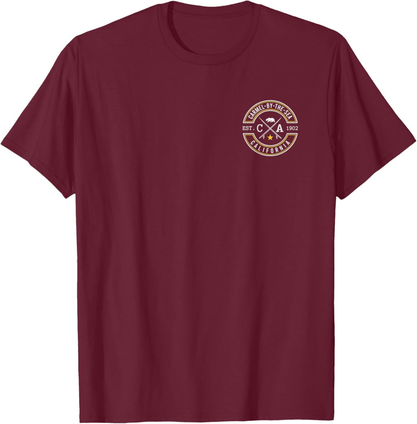 Carmel-by-the-Sea California Beach CA Retro Front & Back T-Shirt - T-Shirt | Maroon