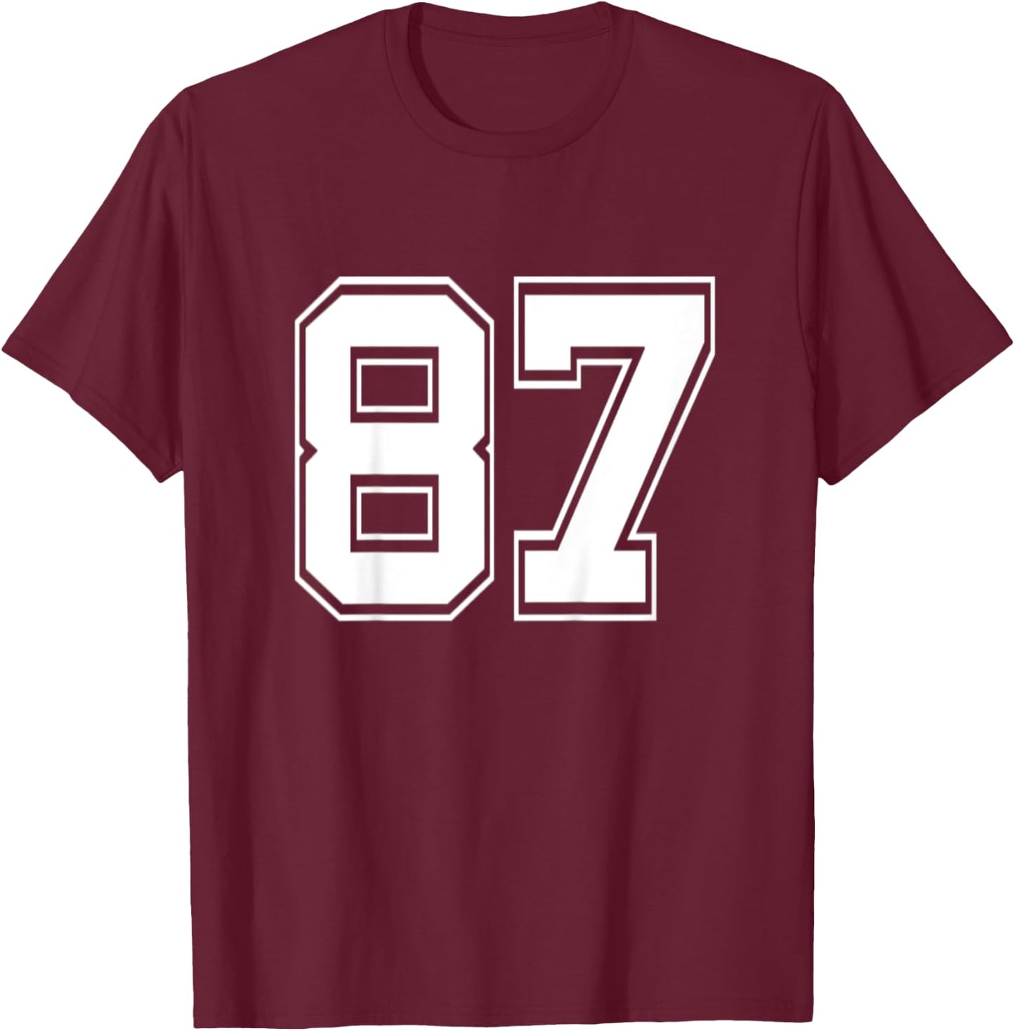 Kids Number 87 Basketball Jersey Baseball Football Shirt T-Shirt - T-Shirt | Maroon