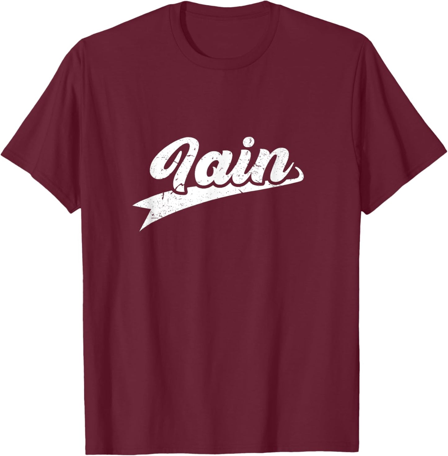 Classic 70s Retro Name Iain T-Shirt - T-Shirt | Maroon