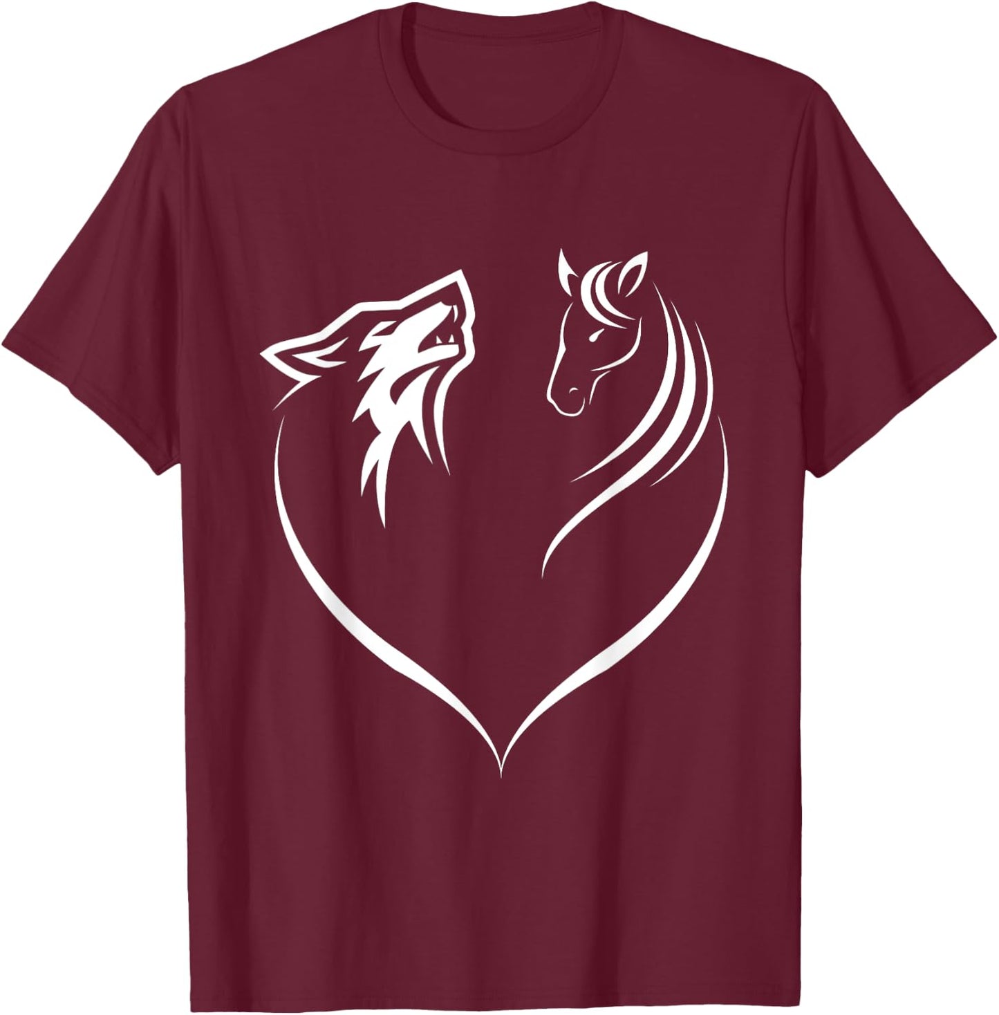 Horse Riding Wolf Animal Lover Gift Horse T-Shirt - T-Shirt | Maroon