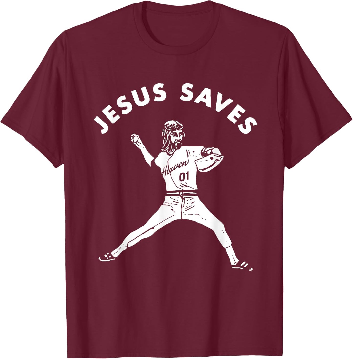 Jesus Saves Shirt Religious Christian Faith Baseball T-Shirt - T-Shirt | Maroon