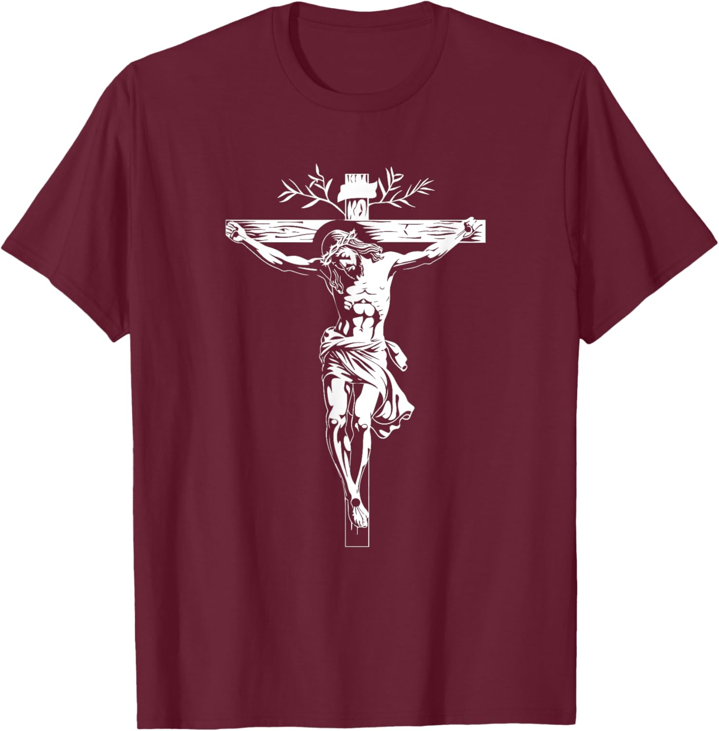 Jesus Christ On The Cross T-Shirt - T-Shirt | Maroon