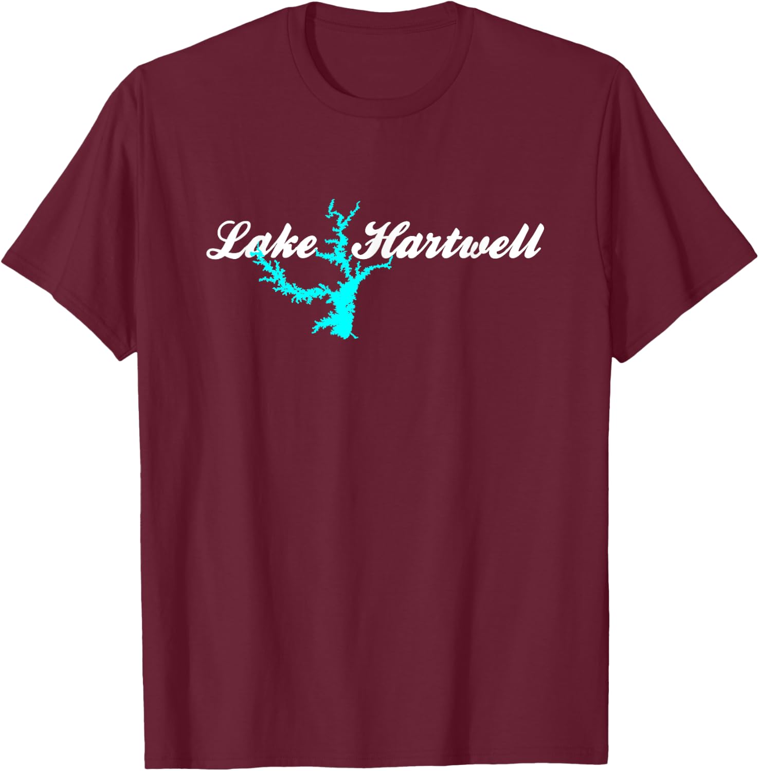Minimalist Lake Hartwell - Georgia, South Carolina T-Shirt - T-Shirt | Maroon