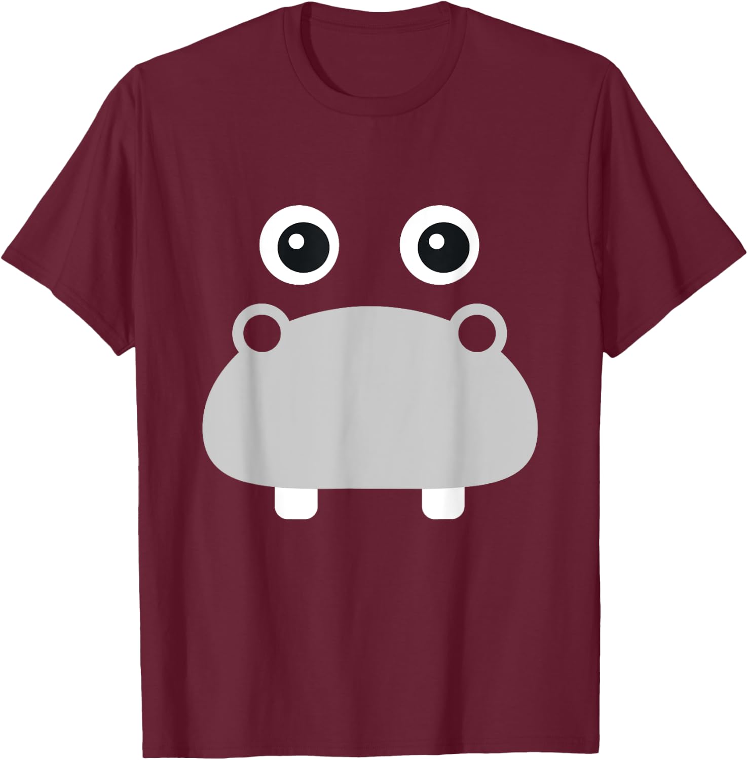 Kawaii Hippo Face Easy Animal Costume T-Shirt - T-Shirt | Maroon