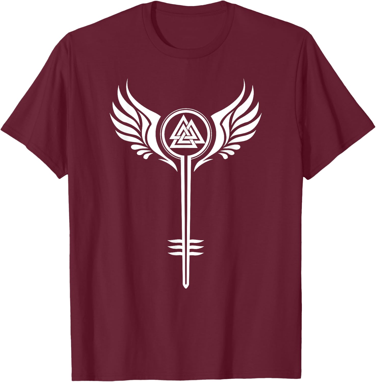 Valkyrie Symbol Valknut Odin Wings Vikings Asgard Valhalla T-Shirt - T-Shirt | Maroon