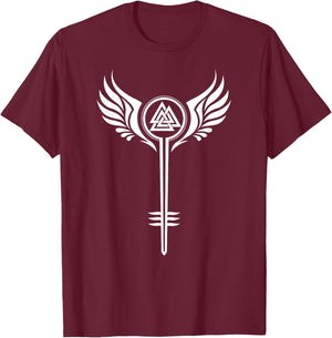 Valkyrie Symbol Valknut Odin Wings Vikings Asgard Valhalla T-Shirt - T-Shirt | Maroon