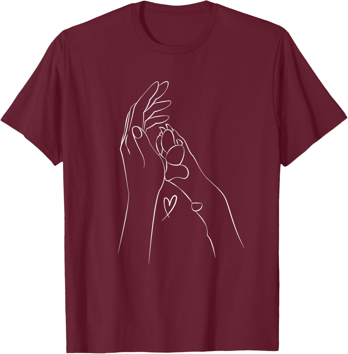 Dog And People Punch Hand Dog Friendship Fist Bump Dog's Paw T-Shirt - T-Shirt | Maroon
