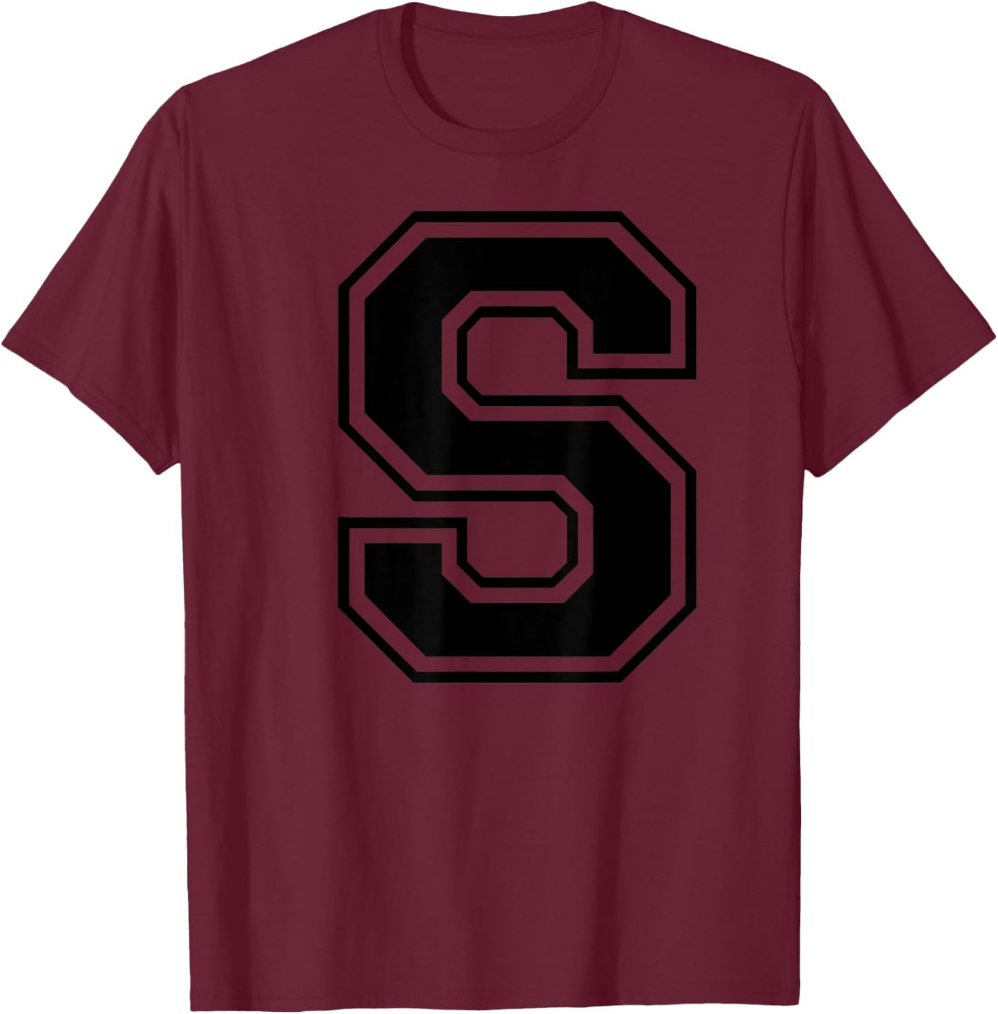 Letter S Capital Alphabet College Varsity Monogram Club T-Shirt - T-Shirt | Maroon