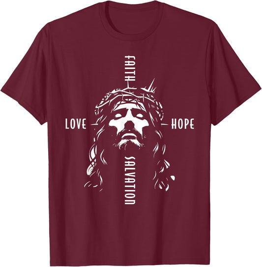 Jesus Cross Beautiful Christian Faith Love Hope Salvation T-Shirt - T-Shirt | Maroon