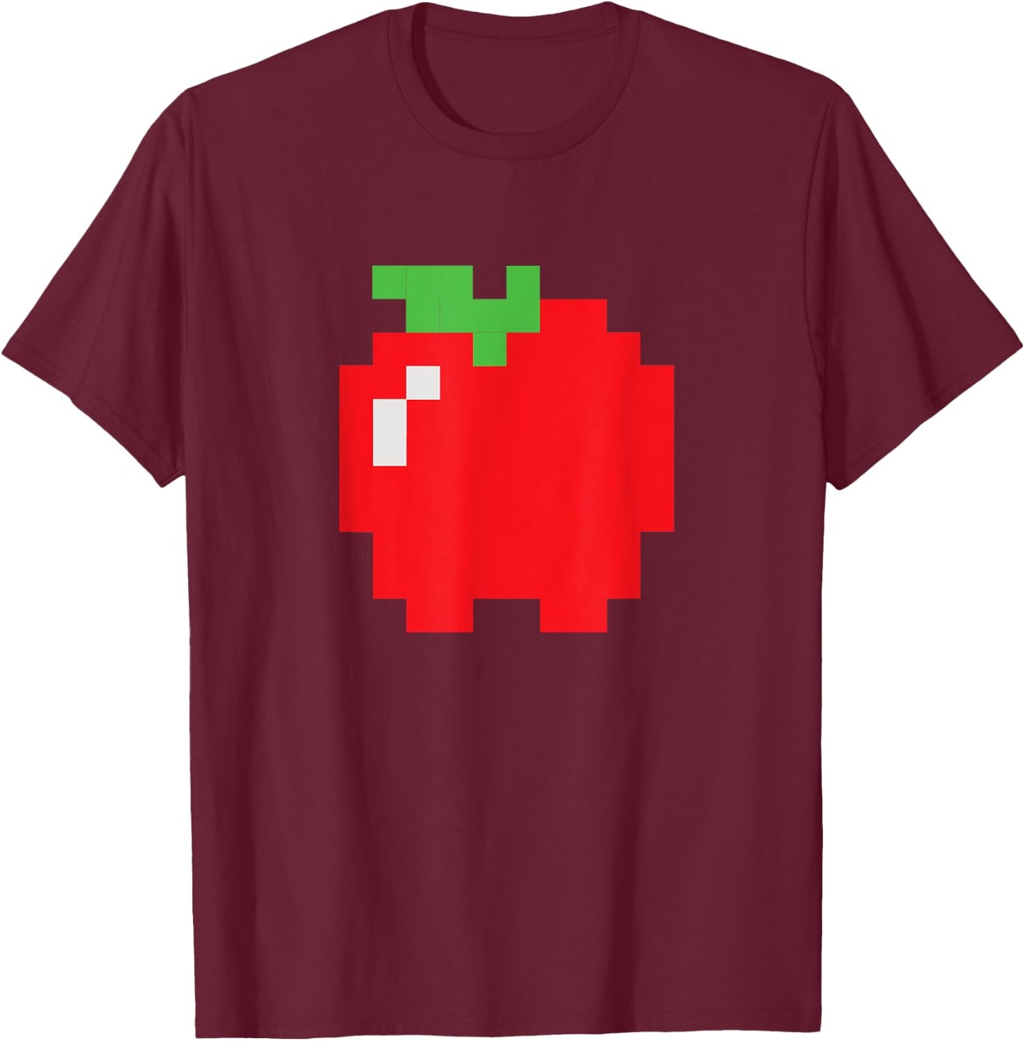 Pixel Apple 80s Video Game Halloween Group Costume T-Shirt - T-Shirt | Maroon