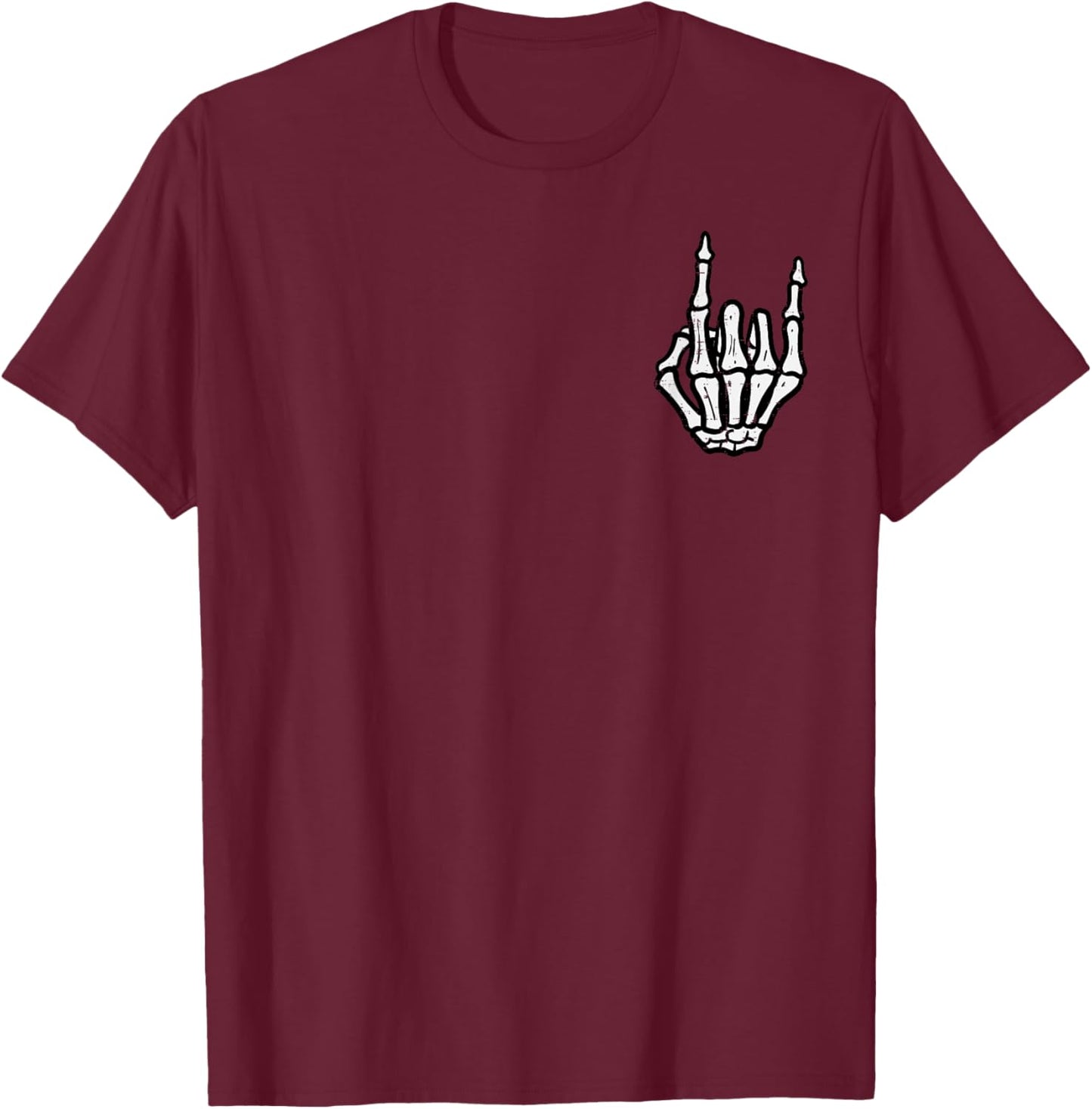 Punk Rock Skeleton Cool Rocker Halloween Men Women Boys Kids T-Shirt - T-Shirt | Maroon