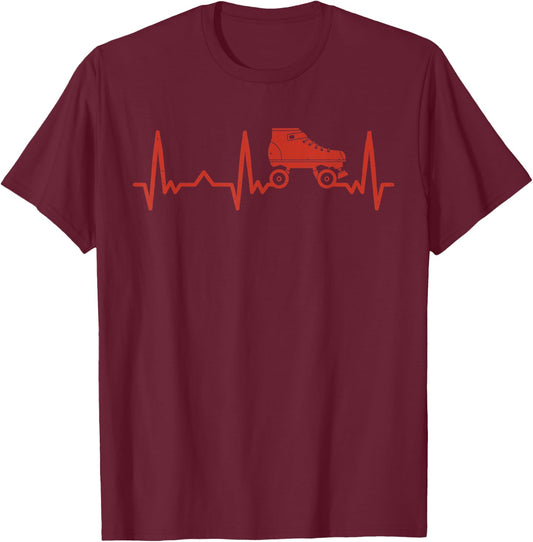 Heartbeat Love Roller Skating T-Shirt - T-Shirt | Maroon