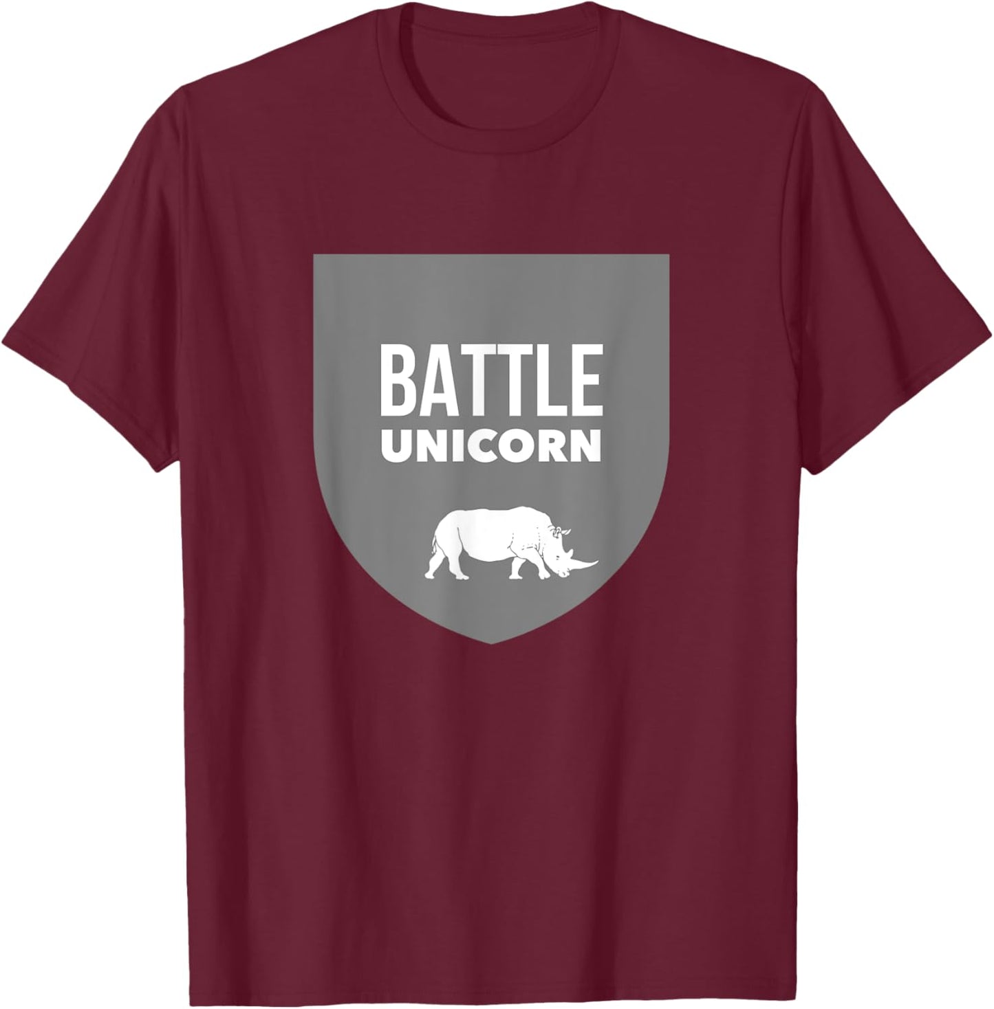 Battle Unicorn Funny Rhinoceros Rhino T-Shirt - T-Shirt | Maroon