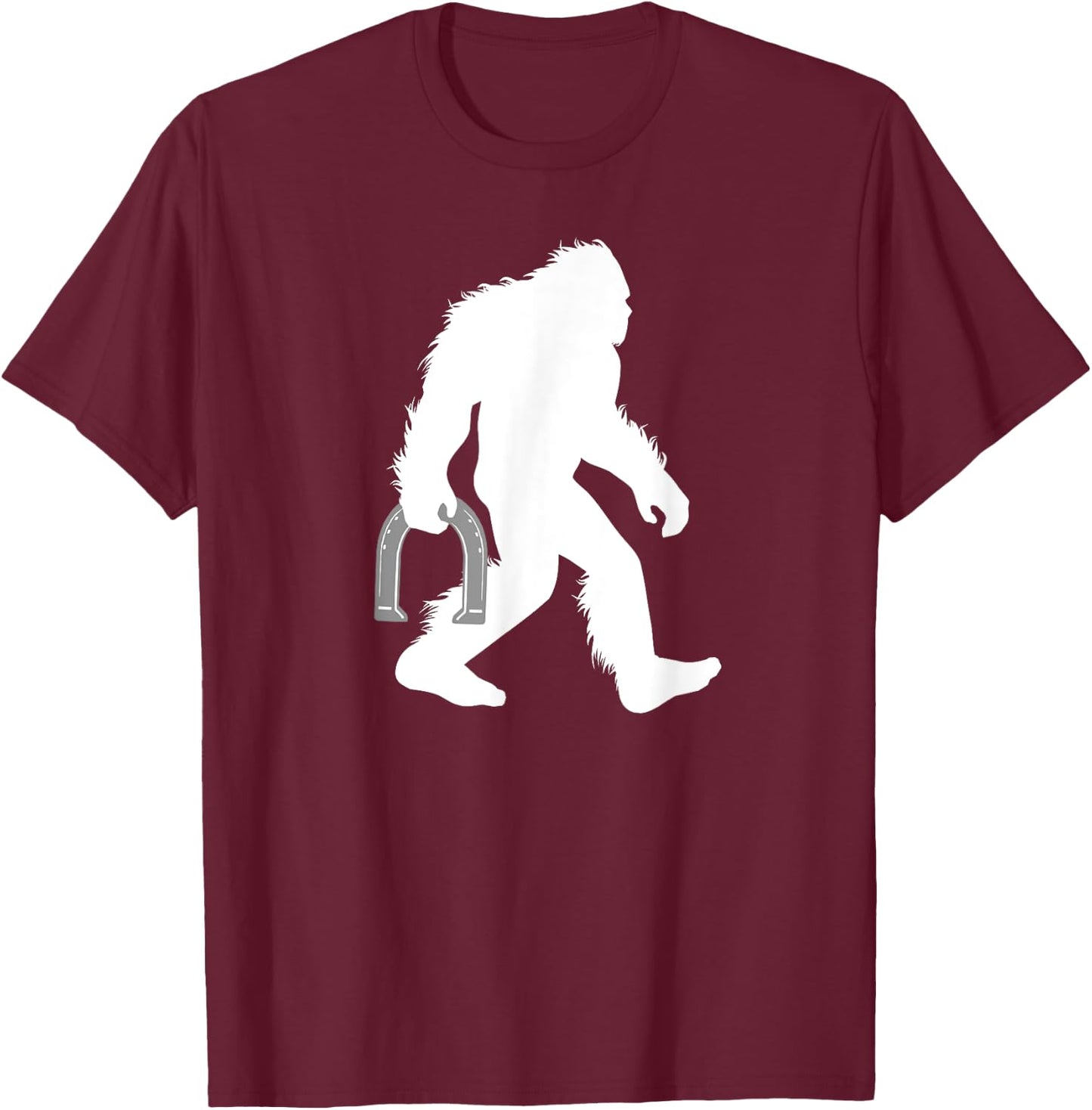 Bigfoot Horseshoe Shirt, Lawn Game Sasquatch Gift T-Shirt - T-Shirt | Maroon
