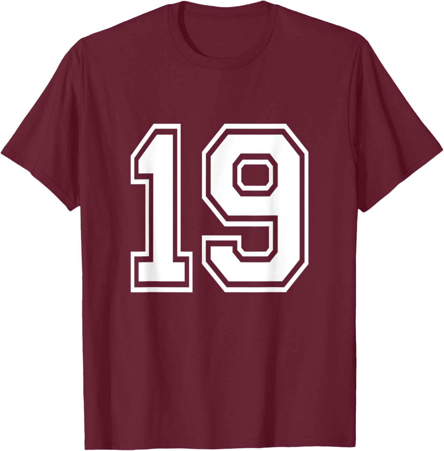 Number 19 Varsity Sports Team Jersey 19th Birthday 19 Years T-Shirt - T-Shirt | Maroon